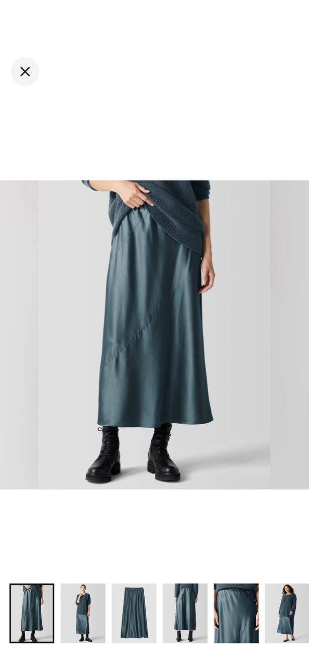 $278 Eileen Fisher long gray silk skirt Small